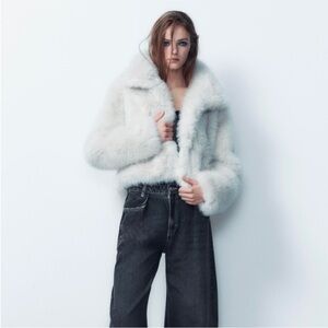 Zara light beige faux fur jacket